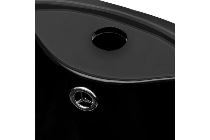Keramisk vask overløb hanehul rund sort - Sort - Lille håndvask