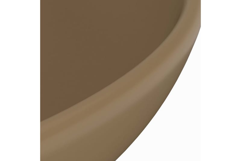 Luksuriøs Håndvask 32,5x14 cm Rund Keramisk Mat Cremefarvet - Hus & renovering - Køkken & bad - Badeværelse - Håndvaske - Lille håndvask