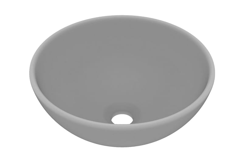 Luksuriøs Håndvask 32,5x14 cm Rund Keramisk Mat Lysegrå - Hus & renovering - Køkken & bad - Badeværelse - Håndvaske - Lille håndvask