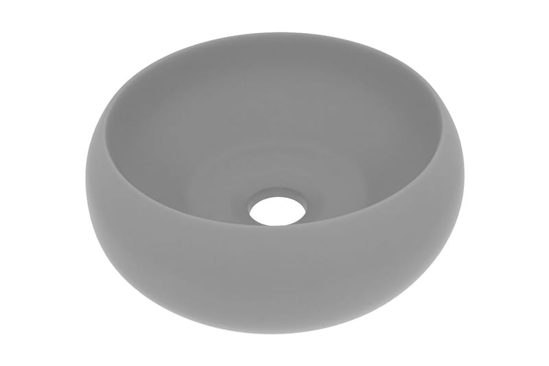 Luksuriøs Håndvask 40x15 cm Rund Keramik Mat Lysegrå - Lille håndvask