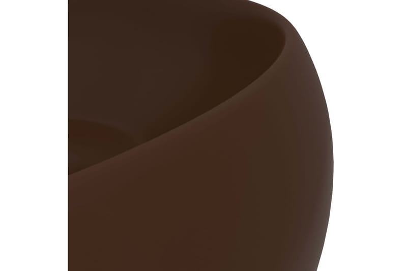 Luksuriøs Håndvask 40x15 cm Rund Keramik Mat Mørkebrun - Lille håndvask