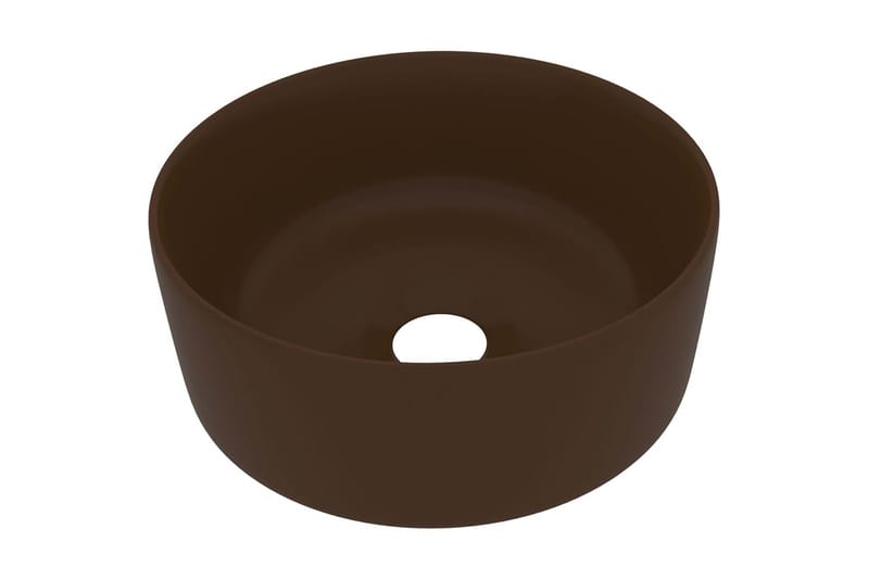 Luksuriøs Håndvask 40x15 cm Rund Keramik Mat Mørkebrun - Hus & renovering - Køkken & bad - Badeværelse - Håndvaske - Lille håndvask
