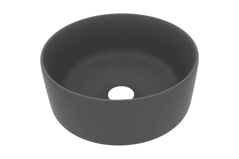 Luksuriøs Håndvask 40x15 cm Rund Keramik Mat Mørkegrå - Lille håndvask