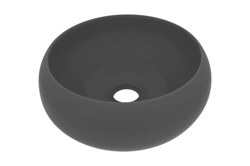 Luksuriøs Håndvask 40x15 cm Rund Keramik Mat Mørkegrå - Lille håndvask