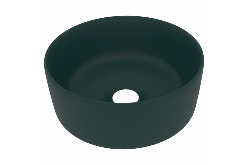 Luksuriøs Håndvask 40x15 cm Rund Keramik Mat Mørkegrøn - Hus & renovering - Køkken & bad - Badeværelse - Håndvaske - Lille håndvask