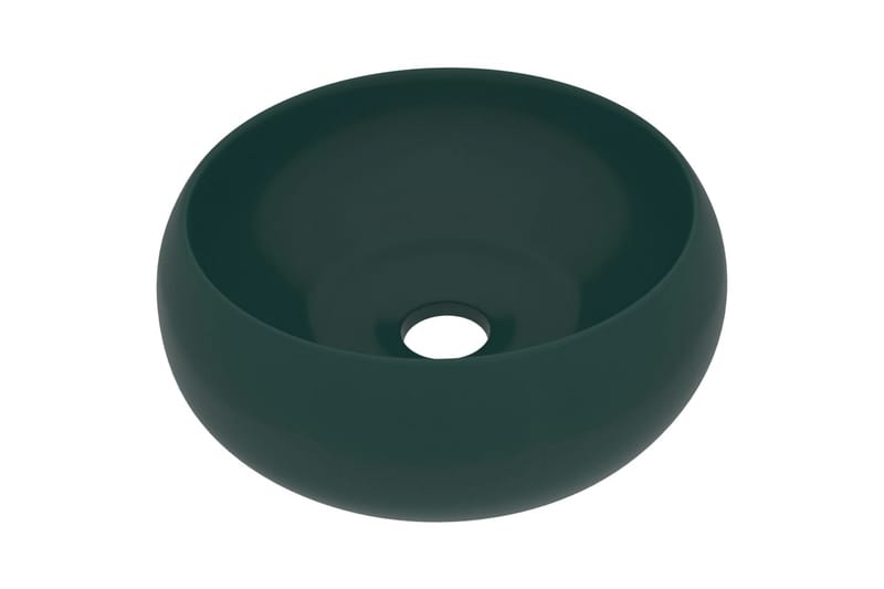 Luksuriøs Håndvask 40x15 cm Rund Keramik Mat Mørkegrøn - Lille håndvask