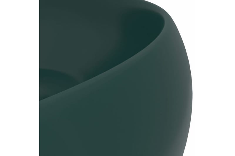 Luksuriøs Håndvask 40x15 cm Rund Keramik Mat Mørkegrøn - Lille håndvask