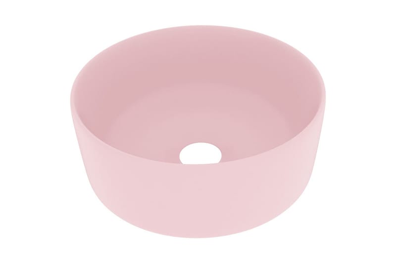 Luksuriøs Håndvask 40x15 cm Rund Keramisk Mat Pink - Lille håndvask