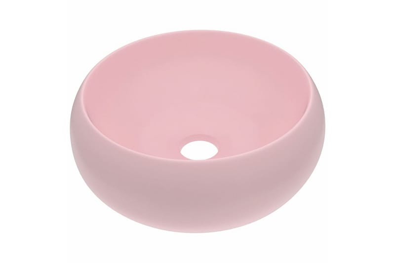 Luksuriøs Håndvask 40x15 cm Rund Keramisk Mat Pink - Lille håndvask