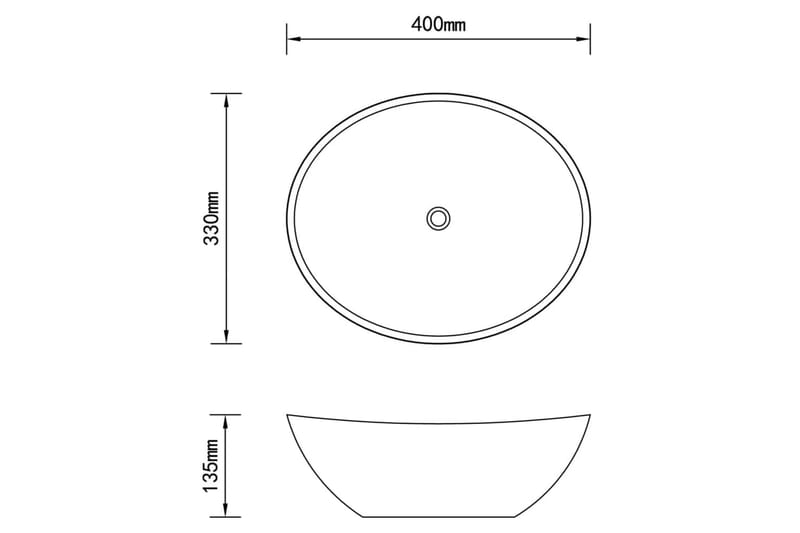 Luksuriøs Håndvask 40x33 cm Keramisk Oval Mat Cremefarvet - Lille håndvask