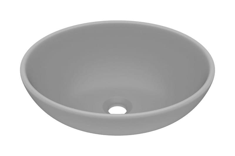 Luksuriøs Håndvask 40x33 cm Keramisk Oval Mat Lysegrå - Lille håndvask