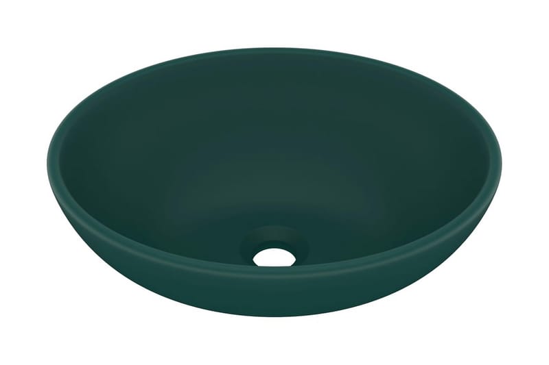 Luksuriøs Håndvask 40x33 cm Keramisk Oval Mat Mørkegrøn - Lille håndvask