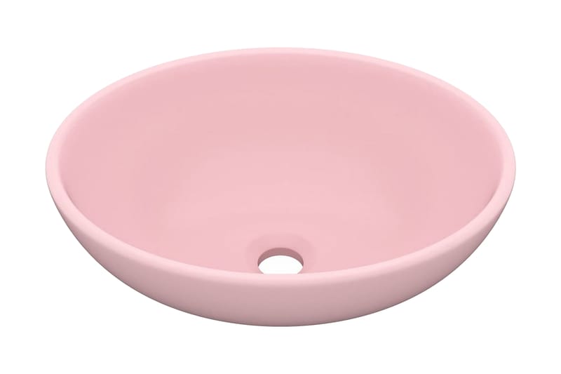 Luksuriøs Håndvask 40x33 cm Keramisk Oval Mat Pink - Lille håndvask