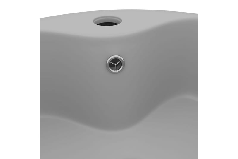Luksuriøs Håndvask Med Overløb 36x13 cm Keramik Mat Lysegrå - Lille håndvask