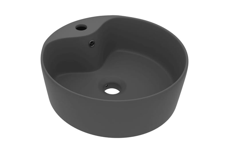 Luksuriøs Håndvask Med Overløb 36x13 cm Keramik Mat Mørkegrå - Lille håndvask