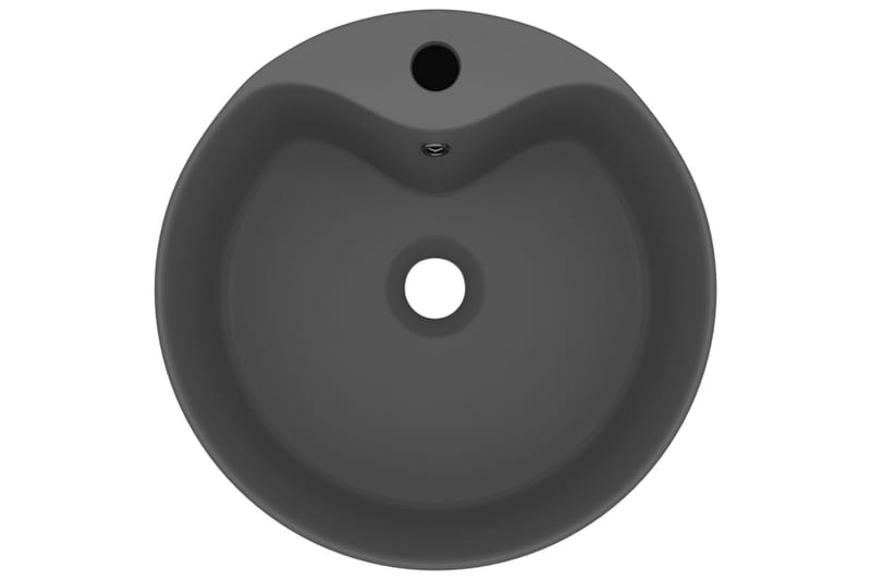 Luksuriøs Håndvask Med Overløb 36x13 cm Keramik Mat Mørkegrå - Lille håndvask