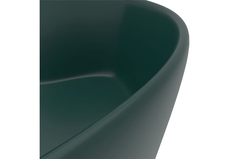 Luksuriøs Håndvask Med Overløb 36x13cm Keramik Mat Mørkegrøn - Lille håndvask