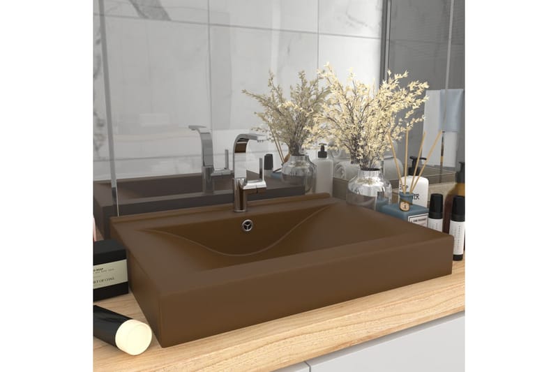 Luksuriøs Håndvask Med Vandhanehul 60x46 cm Keramisk Creme - Hus & renovering - Køkken & bad - Badeværelse - Håndvaske - Lille håndvask