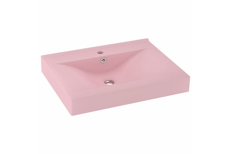 Luksuriøs Håndvask Med Vandhanehul 60x46cm Keramisk Mat Pink - Lille håndvask