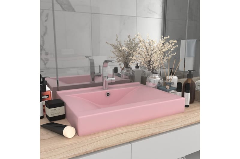 Luksuriøs Håndvask Med Vandhanehul 60x46cm Keramisk Mat Pink - Hus & renovering - Køkken & bad - Badeværelse - Håndvaske - Lille håndvask