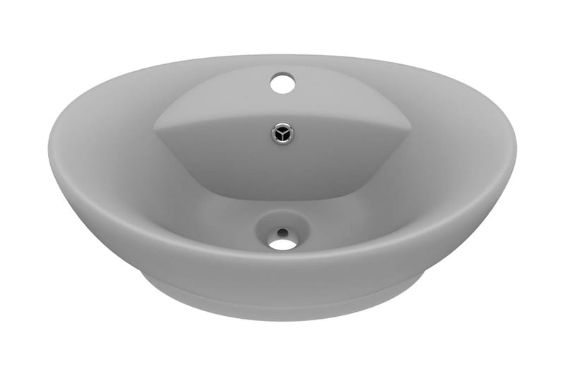 Luksuriøs Håndvask Overløb 58,5x39 cm Keramik Oval Lysegrå - Hus & renovering - Køkken & bad - Badeværelse - Håndvaske - Lille håndvask