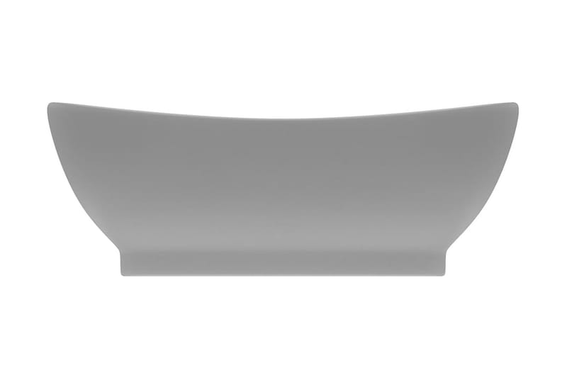 Luksuriøs Håndvask Overløb 58,5x39 cm Keramik Oval Lysegrå - Lille håndvask