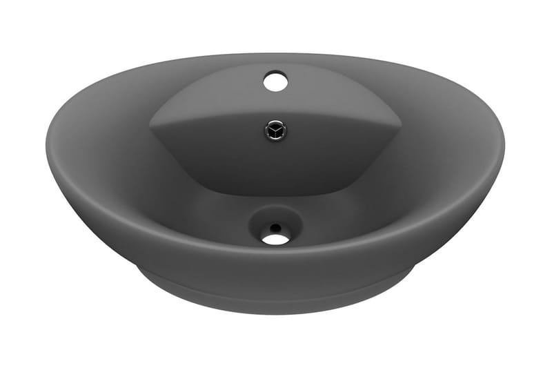 Luksuriøs Håndvask Overløb 58,5x39 cm Keramik Oval Mørkegrå - Lille håndvask