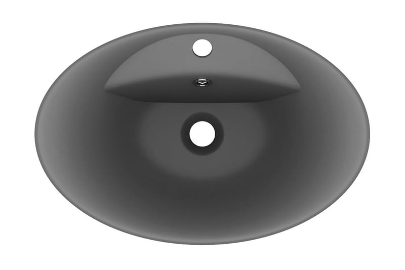Luksuriøs Håndvask Overløb 58,5x39 cm Keramik Oval Mørkegrå - Hus & renovering - Køkken & bad - Badeværelse - Håndvaske - Lille håndvask