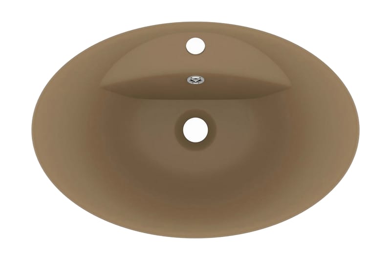 Luksuriøs Håndvask Overløb 58,5x39 cm Keramik Oval Mat Creme - Hus & renovering - Køkken & bad - Badeværelse - Håndvaske - Lille håndvask