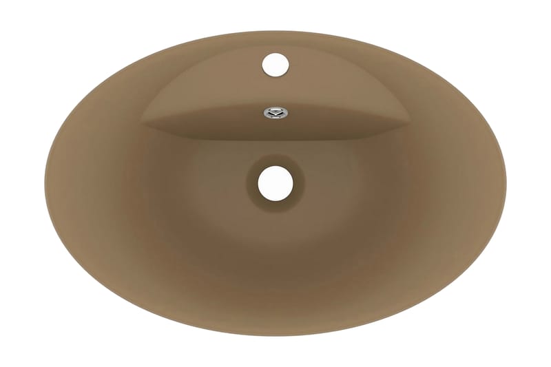 Luksuriøs Håndvask Overløb 58,5x39 cm Keramik Oval Mat Creme - Lille håndvask