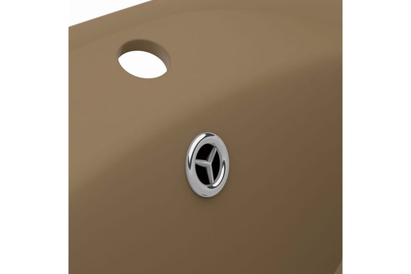 Luksuriøs Håndvask Overløb 58,5x39 cm Keramik Oval Mat Creme - Lille håndvask