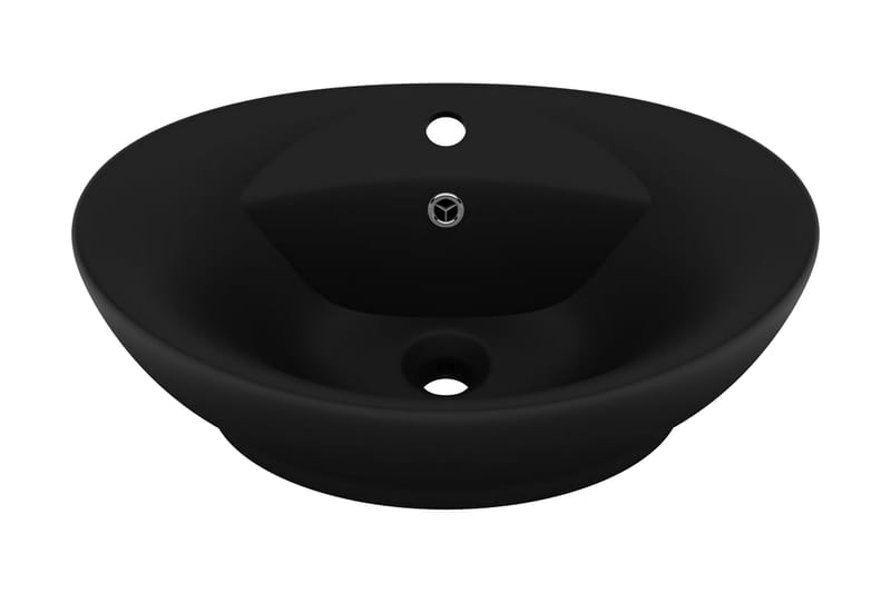 Luksuriøs Håndvask Overløb 58,5x39 cm Keramik Oval Mat Sort - Hus & renovering - Køkken & bad - Badeværelse - Håndvaske - Lille håndvask