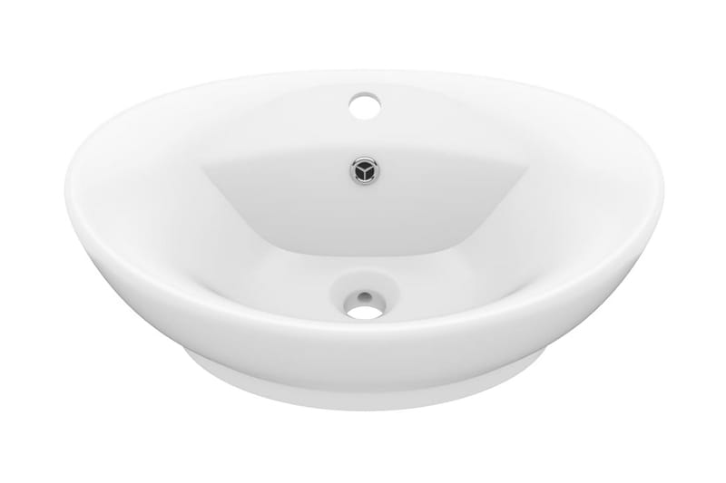 Luksuriøs Håndvask Overløb 58,5x39 cm Keramisk Oval Mat Hvid - Hus & renovering - Køkken & bad - Badeværelse - Håndvaske - Lille håndvask