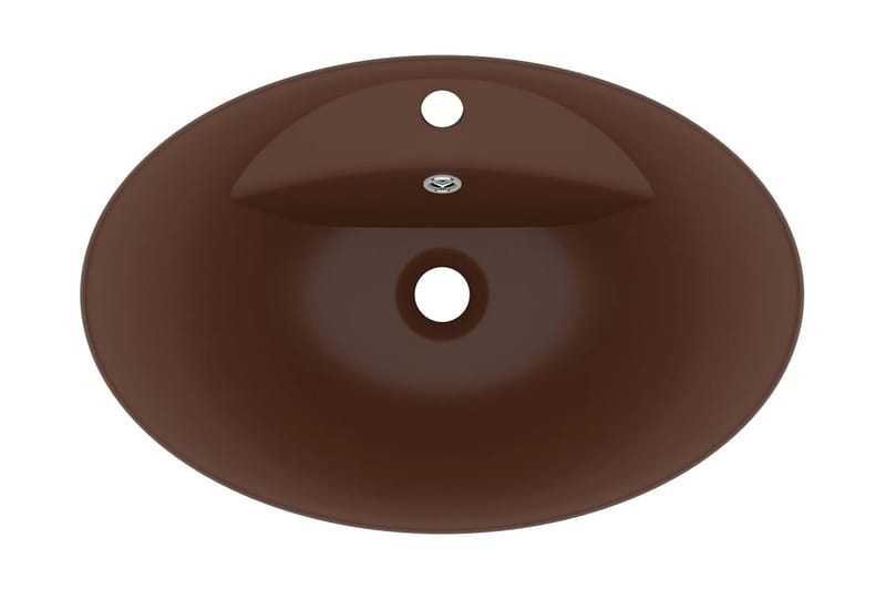 Luksuriøs Håndvask Overløb 58,5x39cm Keramisk Oval Mat Brun - Hus & renovering - Køkken & bad - Badeværelse - Håndvaske - Lille håndvask
