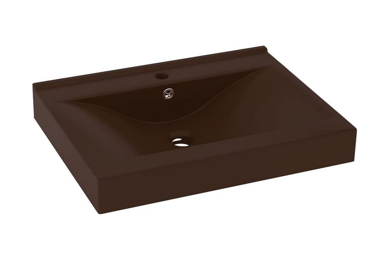 Luksuriøs Håndvask Vandhanehul 60x46cm Keramik Mat Mørkebrun - Lille håndvask