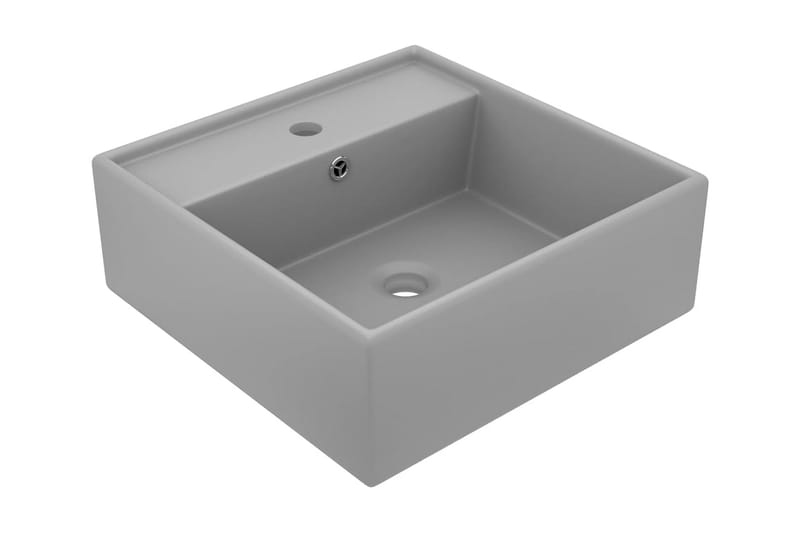 Luksus Håndvask Overløb 41x41 cm Keramik Firkantet Lysegrå - Lille håndvask