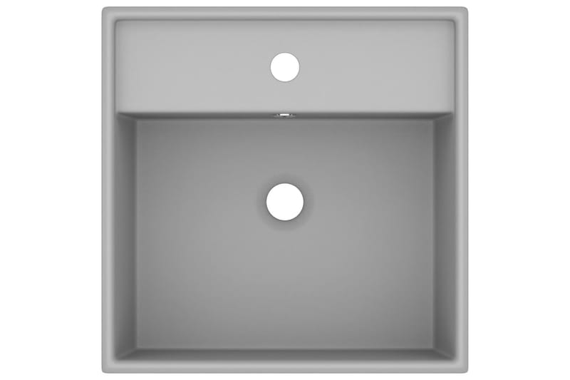 Luksus Håndvask Overløb 41x41 cm Keramik Firkantet Lysegrå - Hus & renovering - Køkken & bad - Badeværelse - Håndvaske - Lille håndvask