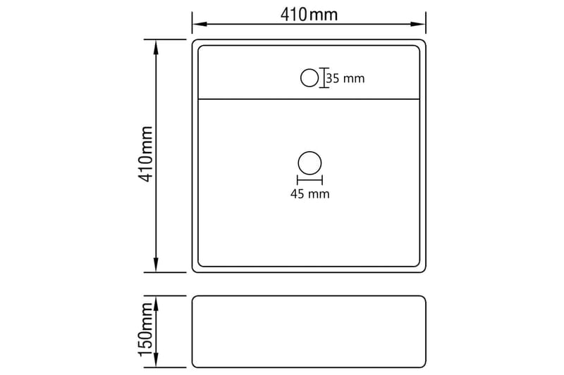 Luksus Håndvask Overløb 41x41 cm Keramik Firkantet Lysegrå - Hus & renovering - Køkken & bad - Badeværelse - Håndvaske - Lille håndvask