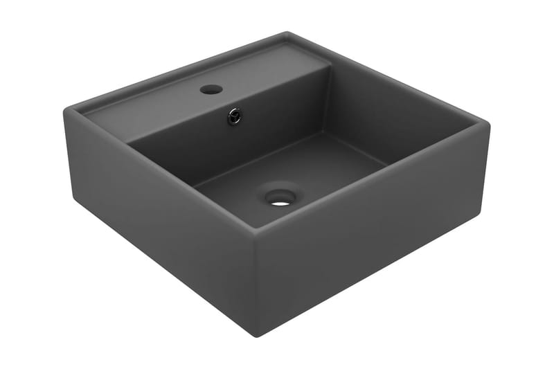 Luksus Håndvask Overløb 41x41 cm Keramik Firkantet Mørkegrå - Hus & renovering - Køkken & bad - Badeværelse - Håndvaske - Lille håndvask