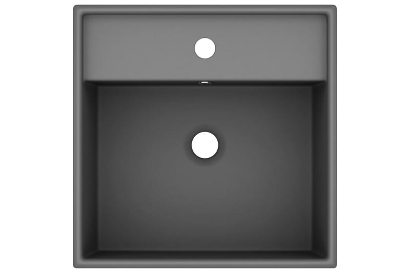 Luksus Håndvask Overløb 41x41 cm Keramik Firkantet Mørkegrå - Hus & renovering - Køkken & bad - Badeværelse - Håndvaske - Lille håndvask