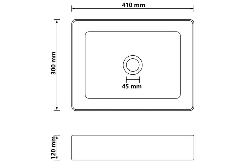 Luksushåndvask 41x30x12 cm Keramik Mat Cremefarvet - Lille håndvask