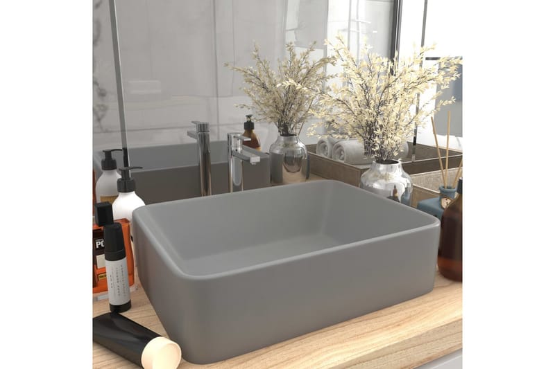 Luksushåndvask 41x30x12 cm Keramik Mat Lysegrå - Lille håndvask