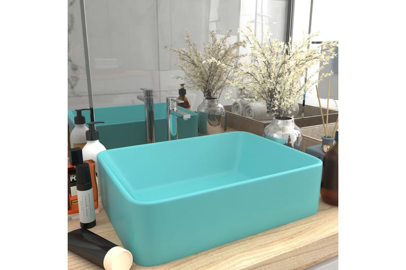 Luksushåndvask 41x30x12 cm Keramik Mat Lysegrøn - Hus & renovering - Køkken & bad - Badeværelse - Håndvaske - Lille håndvask
