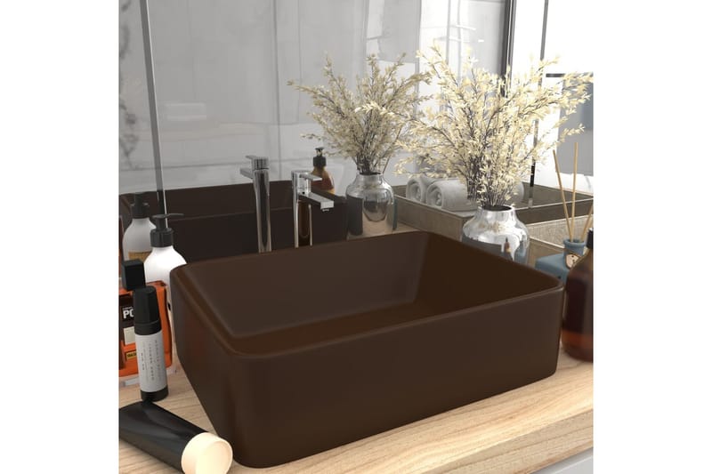 Luksushåndvask 41x30x12 cm Keramik Mat Mørkebrun - Hus & renovering - Køkken & bad - Badeværelse - Håndvaske - Lille håndvask