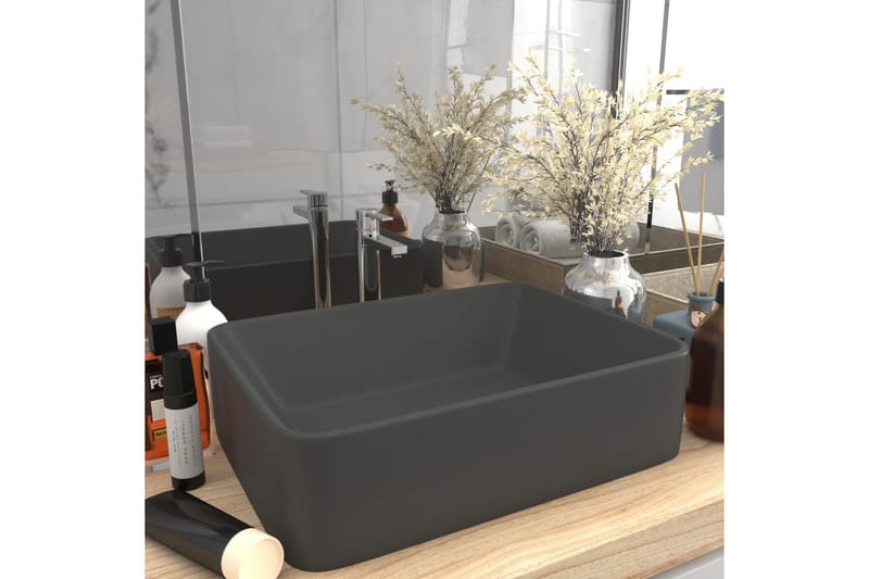 Luksushåndvask 41x30x12 cm Keramik Mat Mørkegrå - Hus & renovering - Køkken & bad - Badeværelse - Håndvaske - Lille håndvask
