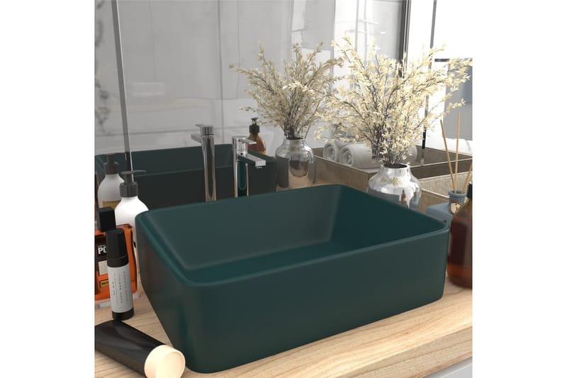 Luksushåndvask 41x30x12 cm Keramik Mat Mørkegrøn - Lille håndvask