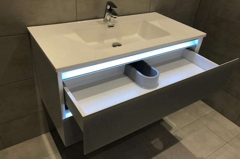 Skab med LED og Bassin- Karin - 100cm - Lille håndvask