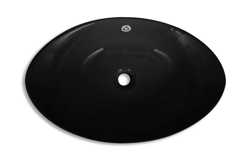 Sort Luksus Keramisk Basin Oval med overløb 59 x 38,5 cm - Sort - Lille håndvask