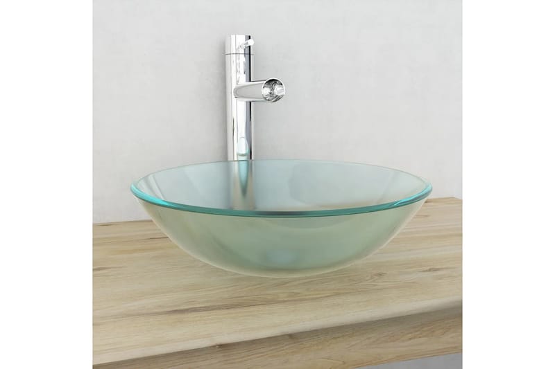 håndvask i hærdet glas 42 cm matteret - Hvid - Lille håndvask