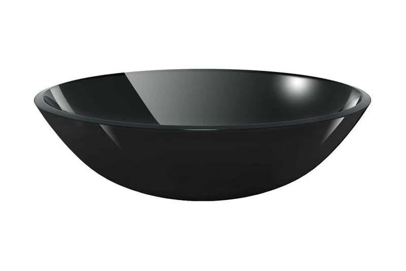 håndvask i hærdet glas 42 cm sort - Sort - Lille håndvask
